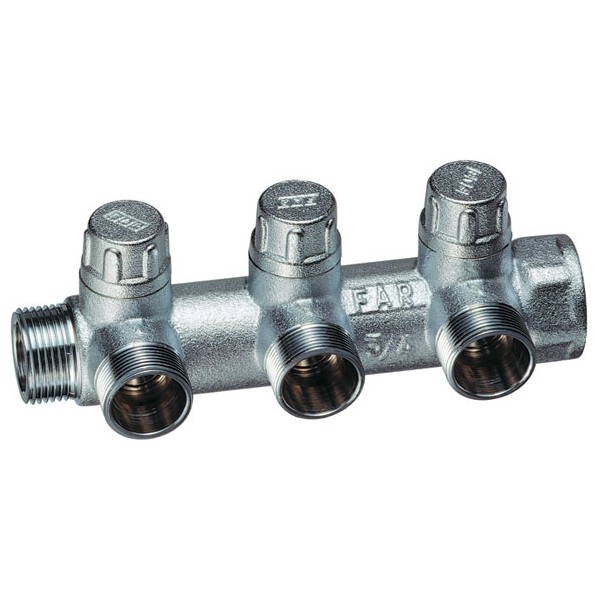 FAR Запорный коллектор FAR FK 3900 1"ВР-НР с 3 отводами М24х19